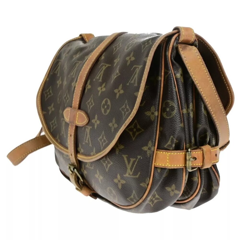 LOUIS VUITTON Logo Saumur 30 Shoulder Bag Monogram Leather Brown - Picture 2 of 16